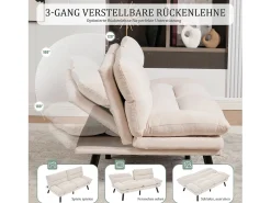 Merax Sofá-cama de 2 lugares - 165 x 90 x 76 cm - com encosto e braços ajustáveis - Microfibra -^ Sofá