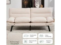 Merax Sofá-cama de 2 lugares - 165 x 90 x 76 cm - com encosto e braços ajustáveis - Microfibra -^ Sofá