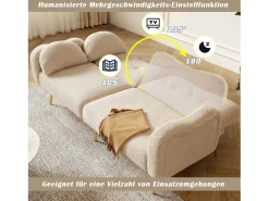 Clearance Merax Sofá-cama de 2 lugares - 175 x 79 x 82 cm - com encosto ajustável - pés de metal dourado - veludo - Bege
