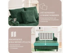 Merax Sofá-cama de 3 lugares - 142 x 128 x 85 cm - com porta-copos + portas USB + LEDs - veludo -^ Sofá