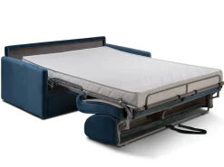 Vente-unique Sofá-cama de 3 lugares abertura express veludo azul CALIFE^ Sofá