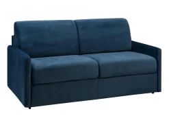 Vente-unique Sofá-cama de 3 lugares abertura express veludo azul CALIFE^ Sofá
