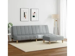 Sofá| Sofá-cama de 2 lugares c/ apoio de pés tecido -claro PT807477 Cinzento