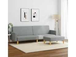 Sofá|vidaxl Sofá-cama de 2 lugares c/ apoio de pés tecido -claro Cinzento