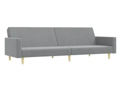 Sofá|vidaxl Sofá-cama de 2 lugares c/ apoio de pés tecido -claro Cinzento