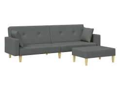 New Sofá-cama de 2 lugares c/ apoio de pés tecido -escuro PT919995 Cinzento