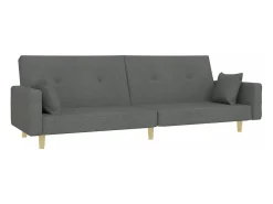 New Sofá-cama de 2 lugares c/ apoio de pés tecido -escuro PT919995 Cinzento