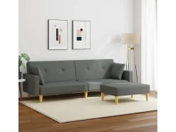 New Sofá-cama de 2 lugares c/ apoio de pés tecido -escuro PT919995 Cinzento