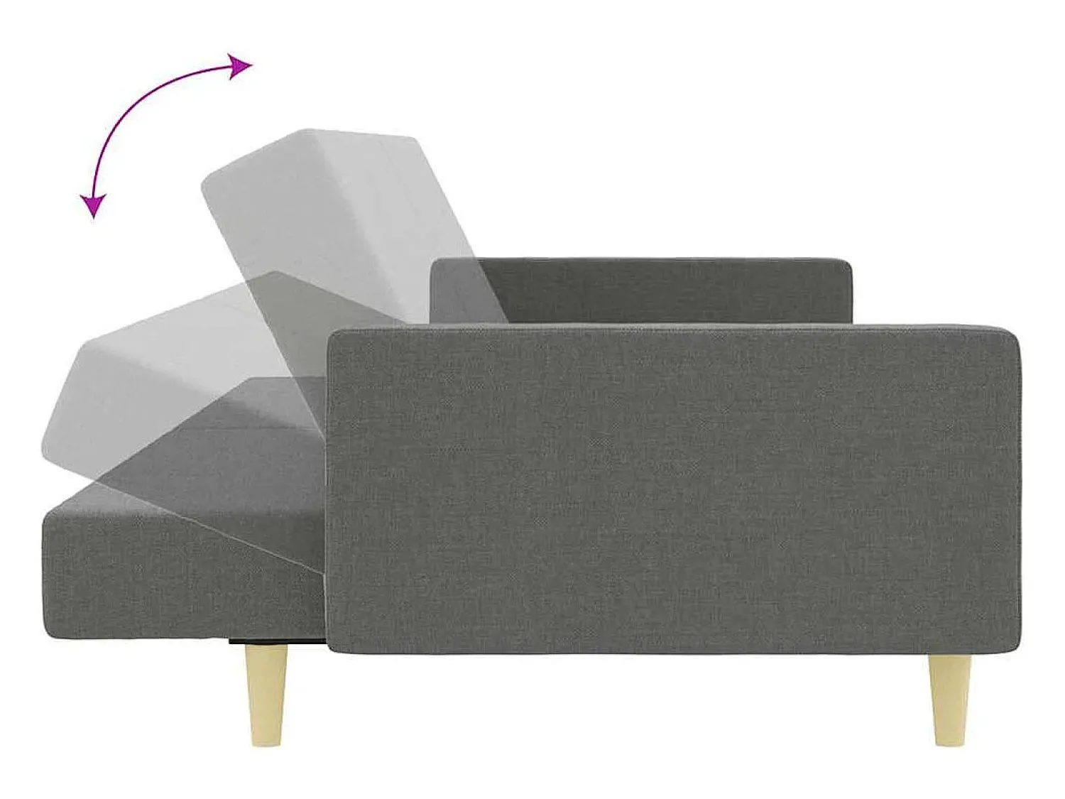 Sofá|vidaxl Sofá-cama de 2 lugares c/ apoio de pés tecido -escuro Cinzento