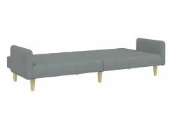 Sofá-cama de 2 lugares c/ apoio de pés tecido -claro PT402708^ Sofá