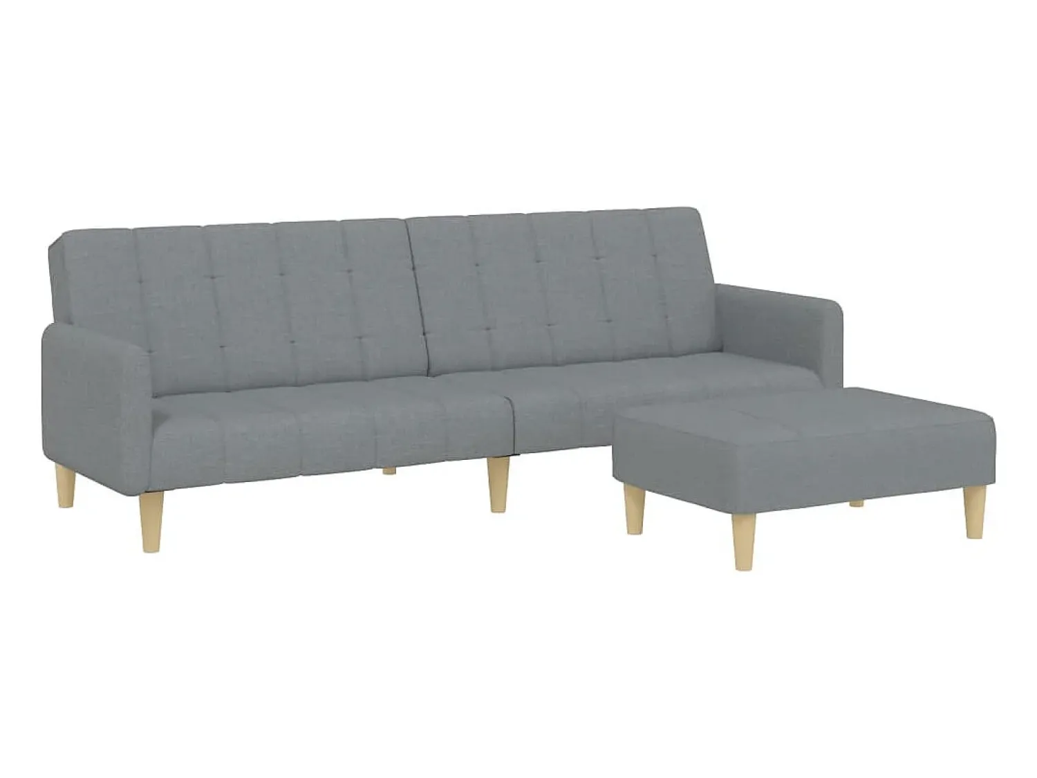 Sofá-cama de 2 lugares c/ apoio de pés tecido -claro PT402708^ Sofá
