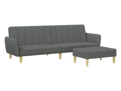 Sofá| Sofá-cama de 2 lugares c/ apoio de pés tecido -escuro PT702392 Cinzento