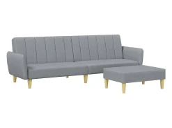 Sofá| Sofá-cama de 2 lugares c/ apoio de pés tecido -claro PT341910 Cinzento