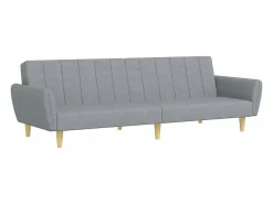 Sofá| Sofá-cama de 2 lugares c/ apoio de pés tecido -claro PT341910 Cinzento