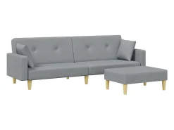 Sofá* Sofá-cama de 2 lugares c/ apoio de pés tecido -claro PT180315 Cinzento