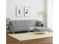 Sofá* Sofá-cama de 2 lugares c/ apoio de pés tecido -claro PT180315 Cinzento