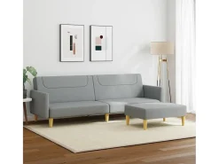 Sofá| Sofá-cama de 2 lugares c/ apoio de pés tecido -claro PT736474 Cinzento