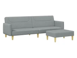Sofá| Sofá-cama de 2 lugares c/ apoio de pés tecido -claro PT736474 Cinzento