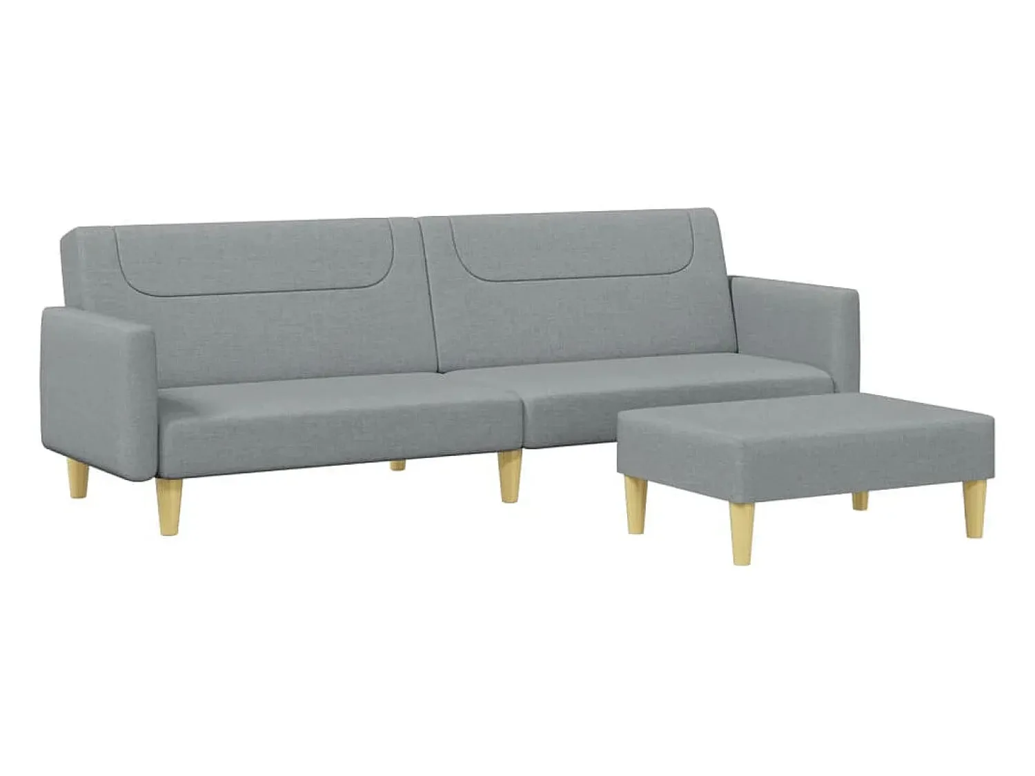 Sofá| Sofá-cama de 2 lugares c/ apoio de pés tecido -claro PT736474 Cinzento