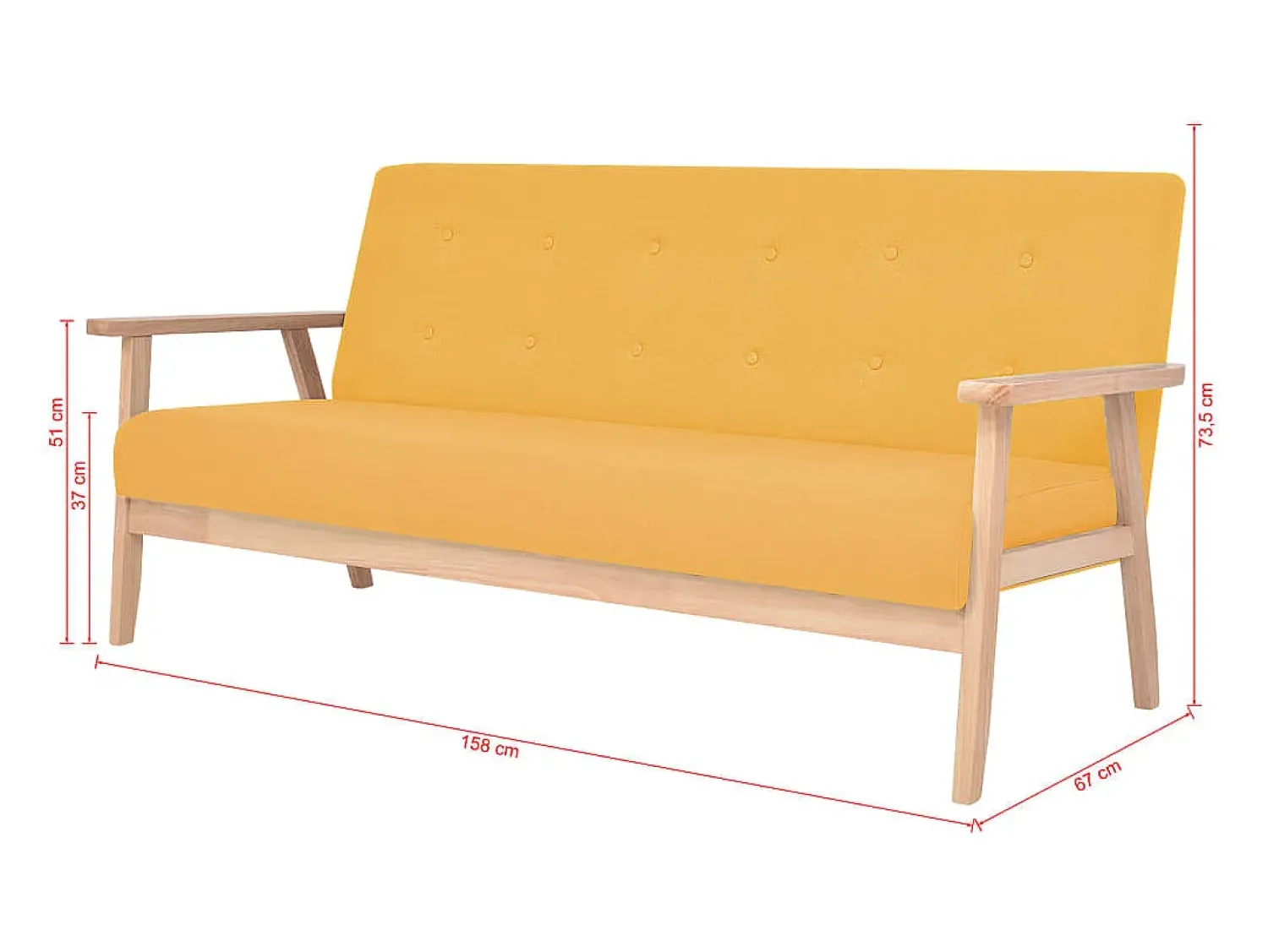 Sofá*Helloshop26 Sofá-cama de 3 lugares cama de hóspedes conversível sofá-cama para sala de estar sofá-cama dobrável para uso interno tecido 02_0019606 Amarelo