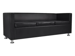 Sofá*Helloshop26 Sofá-cama de 3 lugares cama de hóspedes conversível sofá-cama para sala de estar sofá-cama dobrável para uso interno/externo couro sintético 02_0020106 Preto
