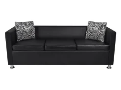 Sofá*Helloshop26 Sofá-cama de 3 lugares cama de hóspedes conversível sofá-cama para sala de estar sofá-cama dobrável para uso interno/externo couro sintético 02_0020106 Preto