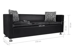Sofá*Helloshop26 Sofá-cama de 3 lugares cama de hóspedes conversível sofá-cama para sala de estar sofá-cama dobrável para uso interno/externo couro sintético 02_0020106 Preto