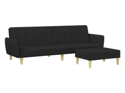 Sofá* Sofá-cama de 2 lugares com apoio de pés tecido PT629895 Preto