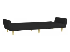 Sofá* Sofá-cama de 2 lugares com apoio de pés tecido PT629895 Preto