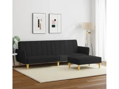 Sofá* Sofá-cama de 2 lugares com apoio de pés tecido PT629895 Preto