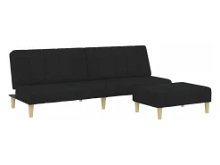 Sofá| Sofá-cama de 2 lugares com apoio de pés tecido PT871297 Preto