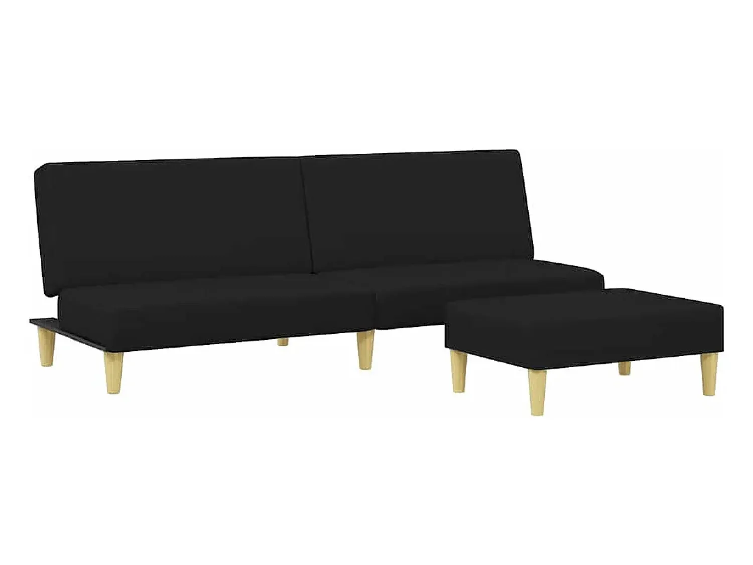 New vidaxl Sofá-cama de 2 lugares com apoio de pés tecido Preto
