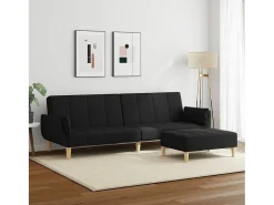 New Sofá-cama de 2 lugares com apoio de pés tecido PT575439 Preto