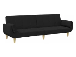 New Sofá-cama de 2 lugares com apoio de pés tecido PT575439 Preto