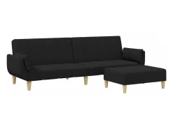 New Sofá-cama de 2 lugares com apoio de pés tecido PT575439 Preto