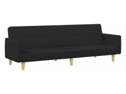 Sofá* Sofá-cama de 2 lugares com apoio de pés tecido PT362680 Preto