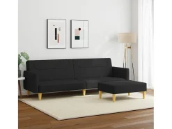 Sofá* Sofá-cama de 2 lugares com apoio de pés tecido PT362680 Preto