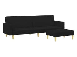 Clearance vidaxl Sofá-cama de 2 lugares com apoio de pés tecido Preto