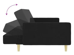 Clearance vidaxl Sofá-cama de 2 lugares com apoio de pés tecido Preto