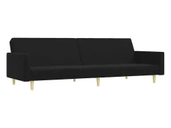 Clearance vidaxl Sofá-cama de 2 lugares com apoio de pés tecido Preto