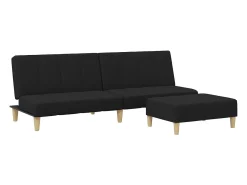 Sofá* Sofá-cama de 2 lugares com apoio de pés tecido PT477558 Preto