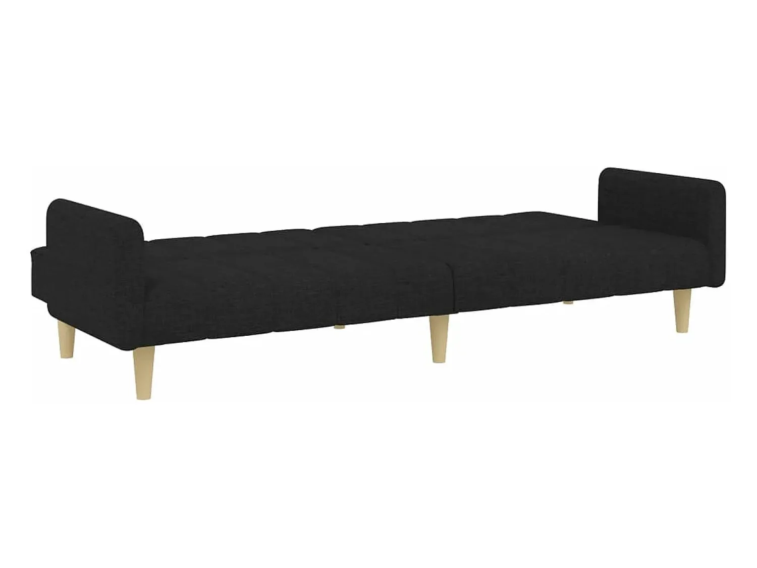 Sofá| Sofá-cama de 2 lugares com apoio de pés tecido PT118485 Preto