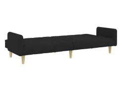 Sofá| Sofá-cama de 2 lugares com apoio de pés tecido PT118485 Preto