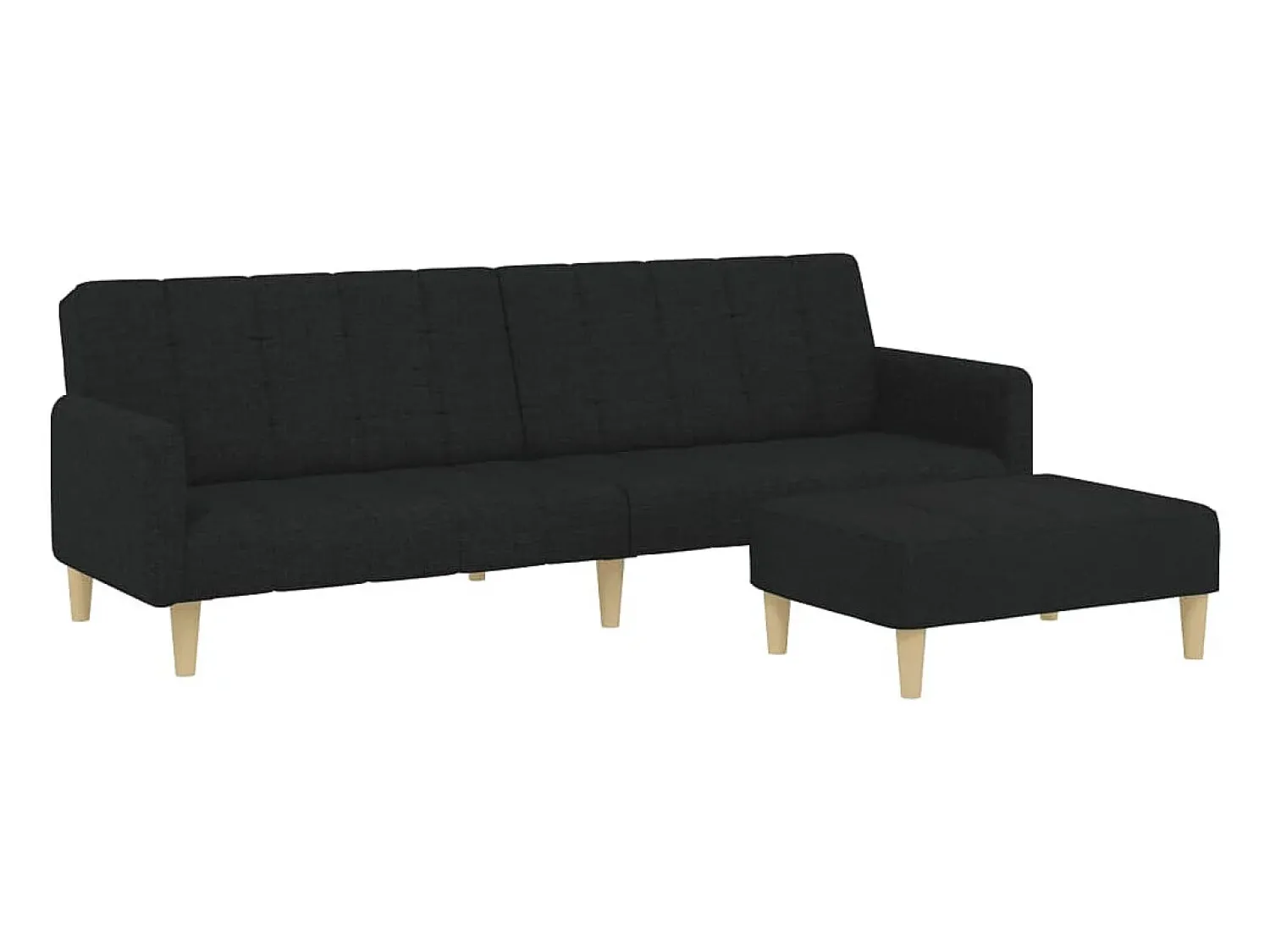 Sofá| Sofá-cama de 2 lugares com apoio de pés tecido PT118485 Preto
