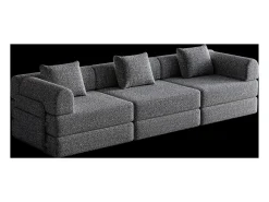 Best Hauss Spole Sofá-cama de 3 lugares com conversão rápida em tecido chenille - Várias combinações Cinzento