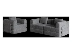 Best Hauss Spole Sofá-cama de 3 lugares com conversão rápida em tecido chenille - Várias combinações Cinzento