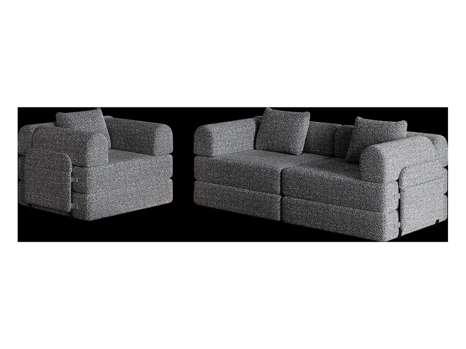 Best Hauss Spole Sofá-cama de 3 lugares com conversão rápida em tecido chenille - Várias combinações Cinzento