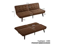 Sofá*Hauss Spole Sofá-cama de 2 lugares com conversão rápida - Encosto reclinável em 5 posições - Tecido de linho Castanho