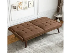 Sofá*Hauss Spole Sofá-cama de 2 lugares com conversão rápida - Encosto reclinável em 5 posições - Tecido de linho Castanho