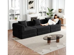 Hauss Spole Sofá-cama de 3 lugares com conversão rápida em tecido chenille - Várias combinações^ Sofá